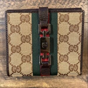 Gucci Tan and Brown Monogram Wallet- Like new!